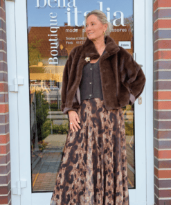 Alternative view of Eleganter Plisseerock mit Animal-Print in Braun – Fließender Midirock