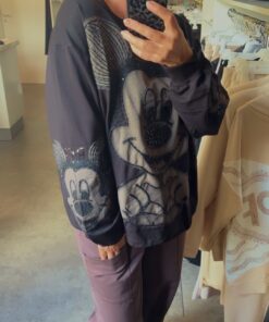 Trendiger Pullover mit Micky Maus Motiv & Glitzerplättchen – Weiß oder Schwarz