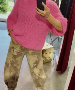 Cargohose Camouflage Beige mit Gürtel – Military Look