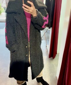 Schwarzer Teddy-Mantel mit pinkem XXE Dream Girl Statement-Print