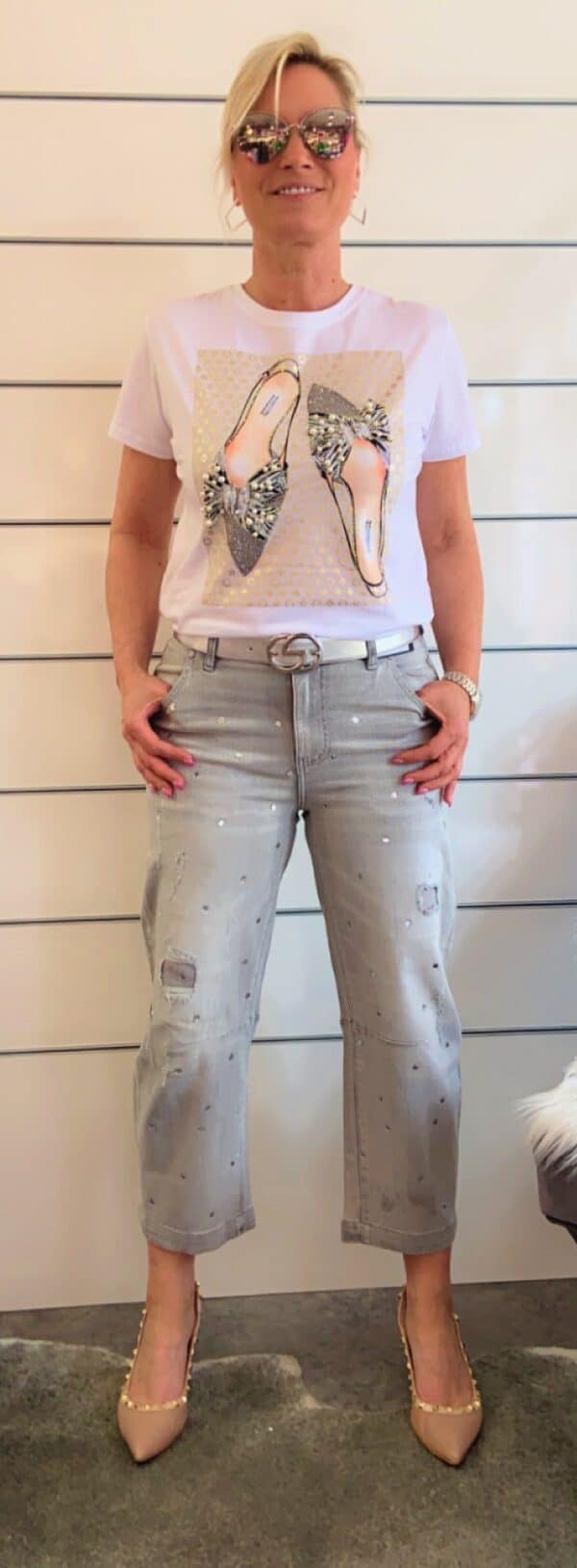 Shirt Glitzer Schuhe