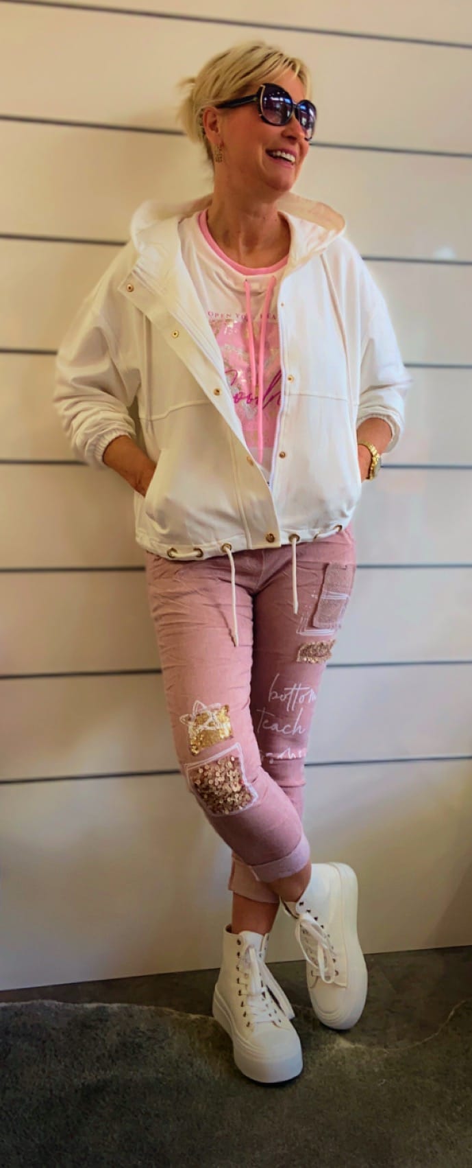 Sweat Jacke Weiß