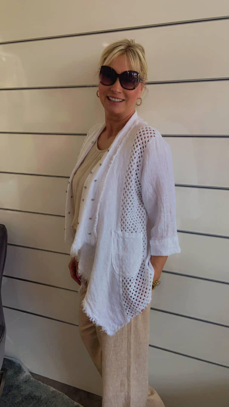 Strickjacke mit Häkelmuster