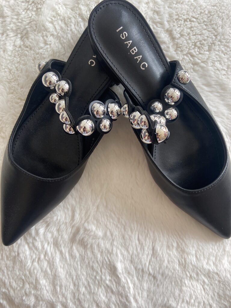 Pantolette Schwarz/ Silber