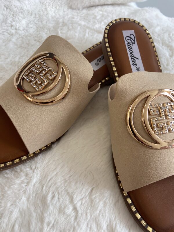 Pantolette Beige / Gold – Bild 4