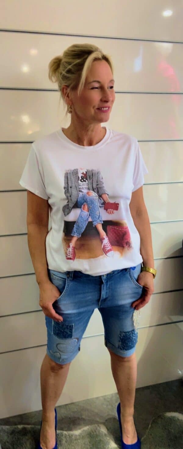 Jeans Shorts mit Glitzerherz