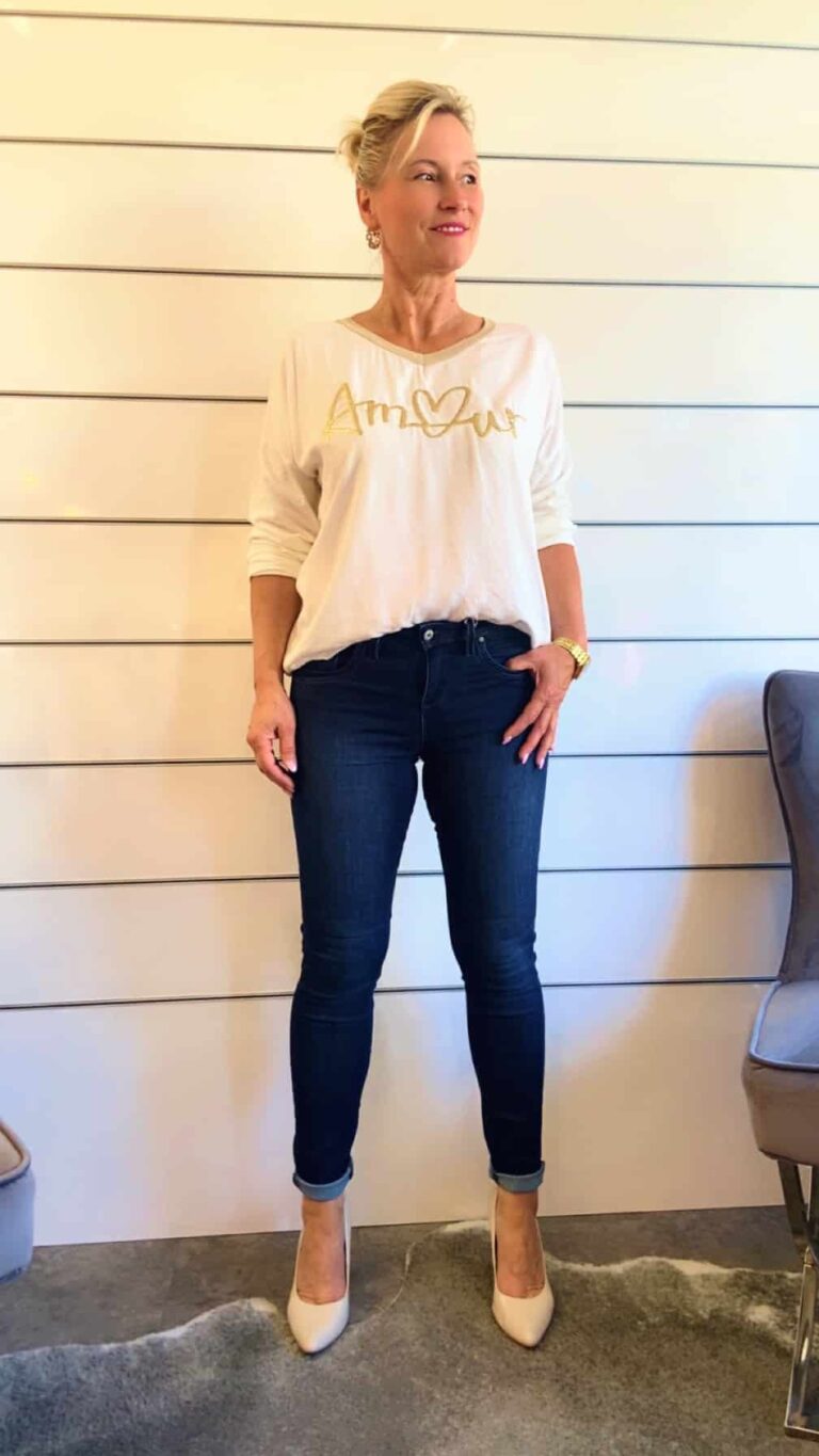 Jeans Skinny Red Button