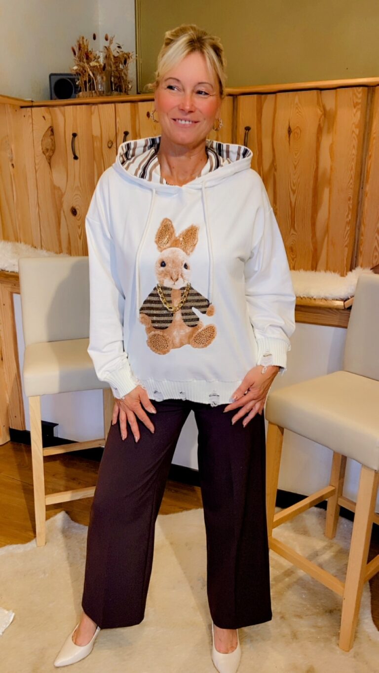 Pullover mit Kapuze und Print