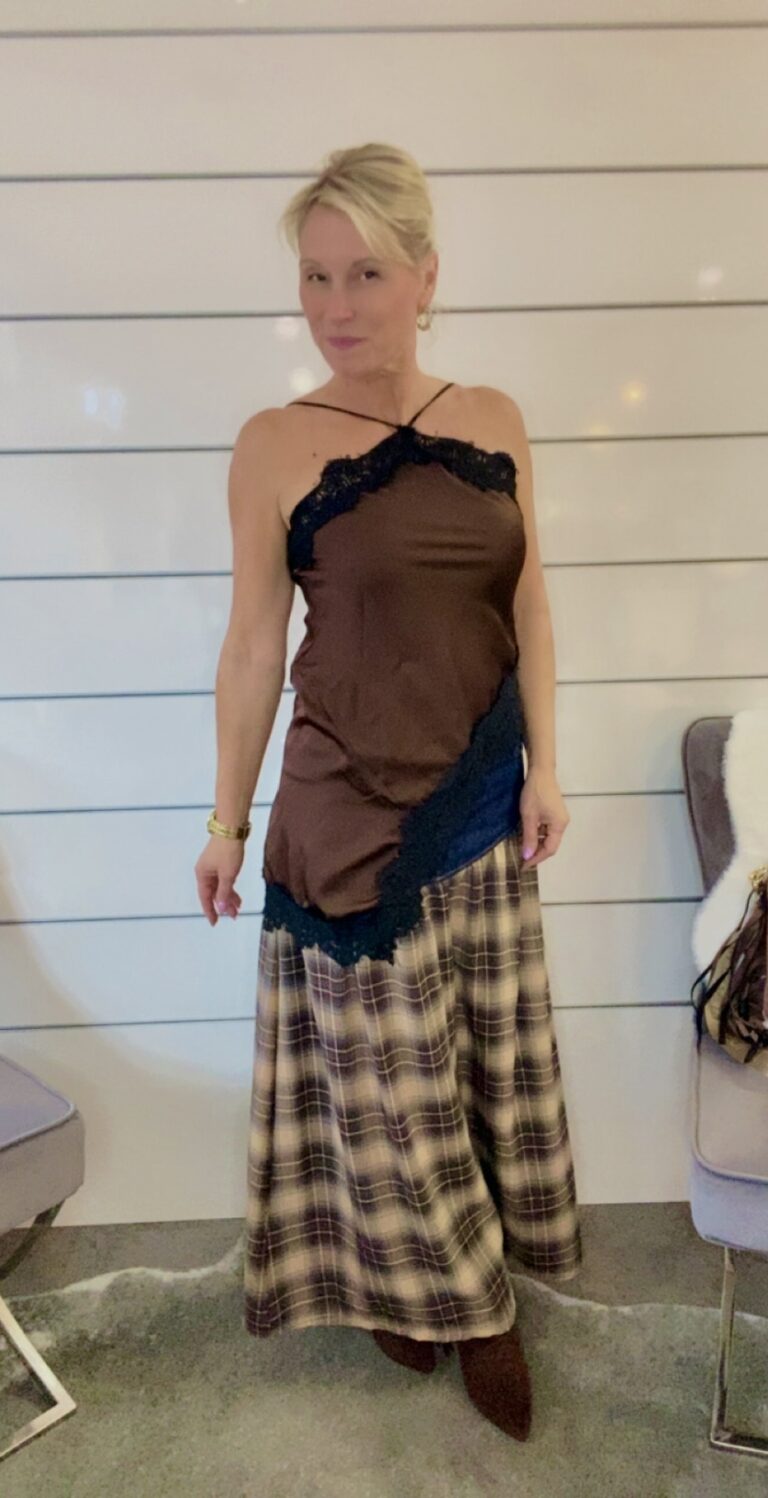 Satin Top mit Spitze