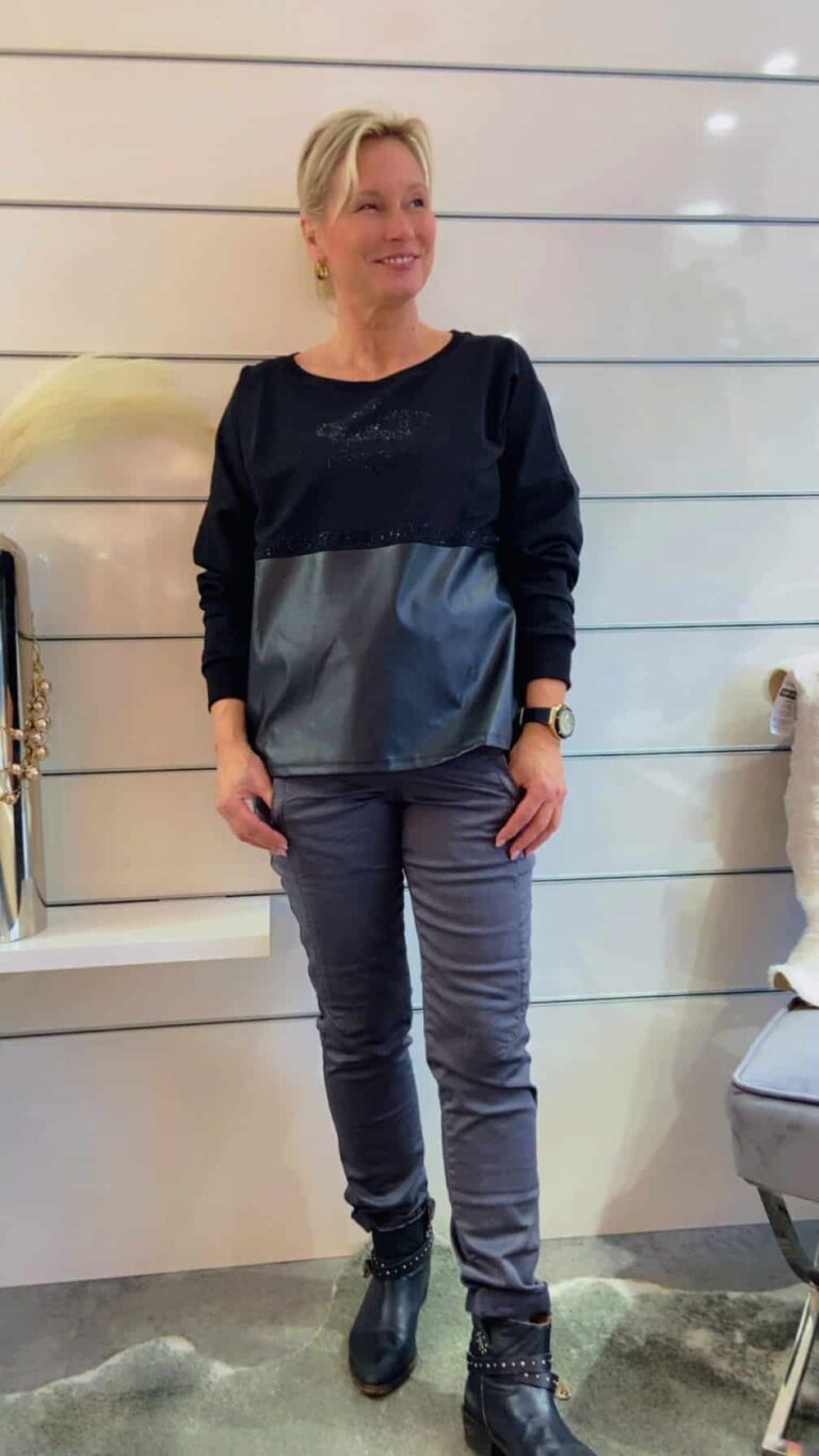 Sweatshirt mit Lederoptik