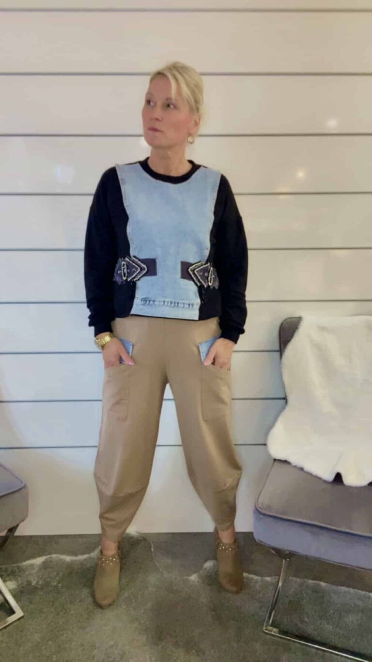 Joggpants mit Denim – Details