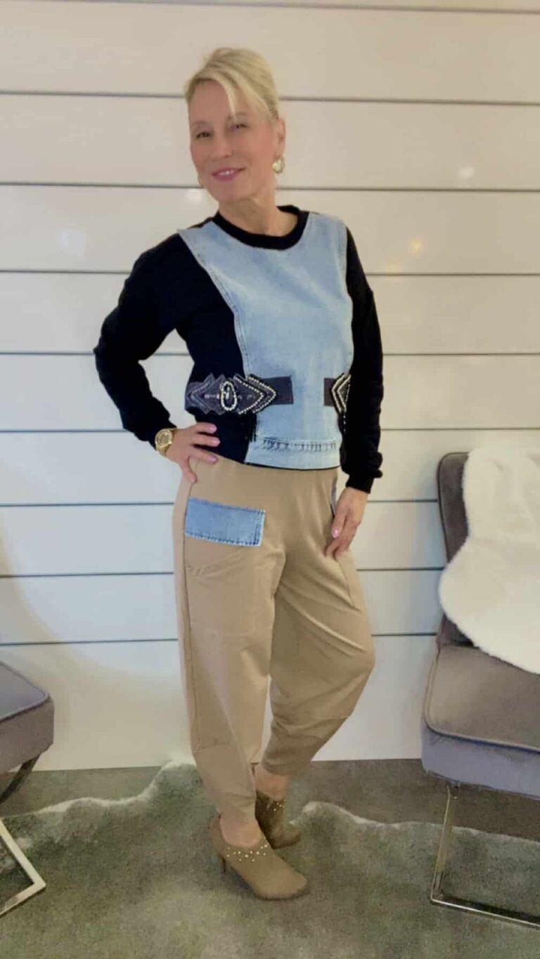 Joggpants mit Denim – Details