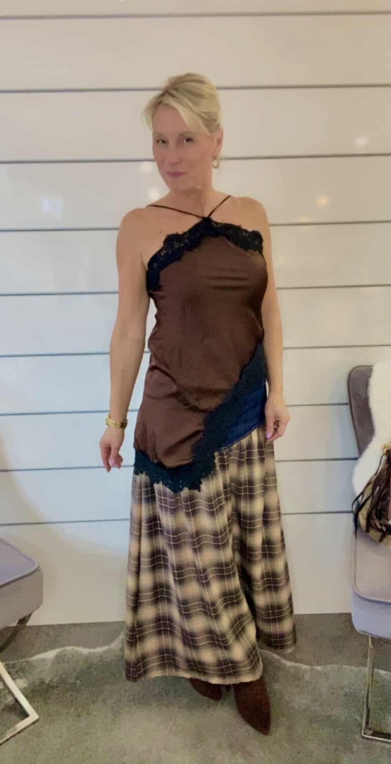 Satin Top mit Spitze